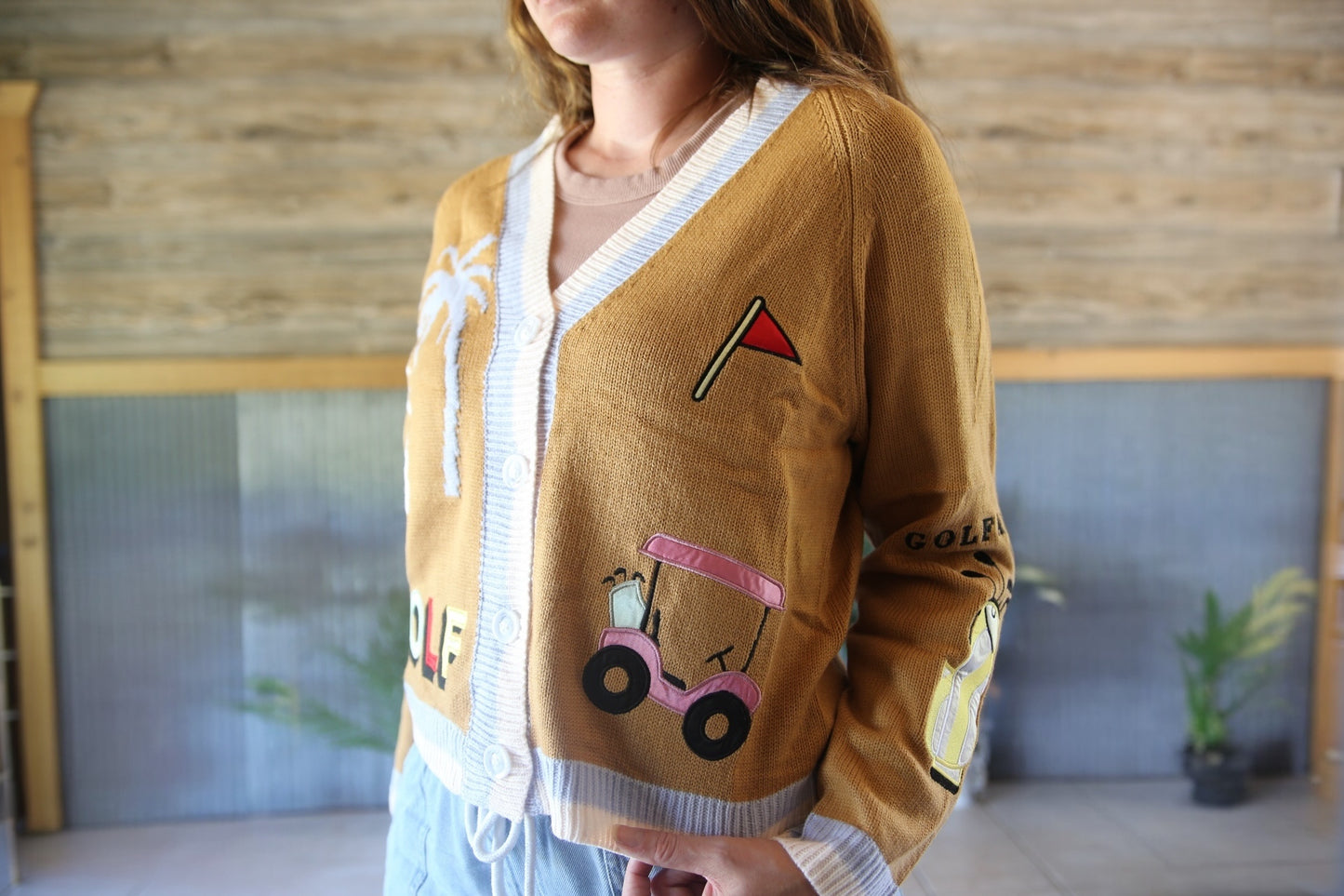 Embroidered Golf Cardigan