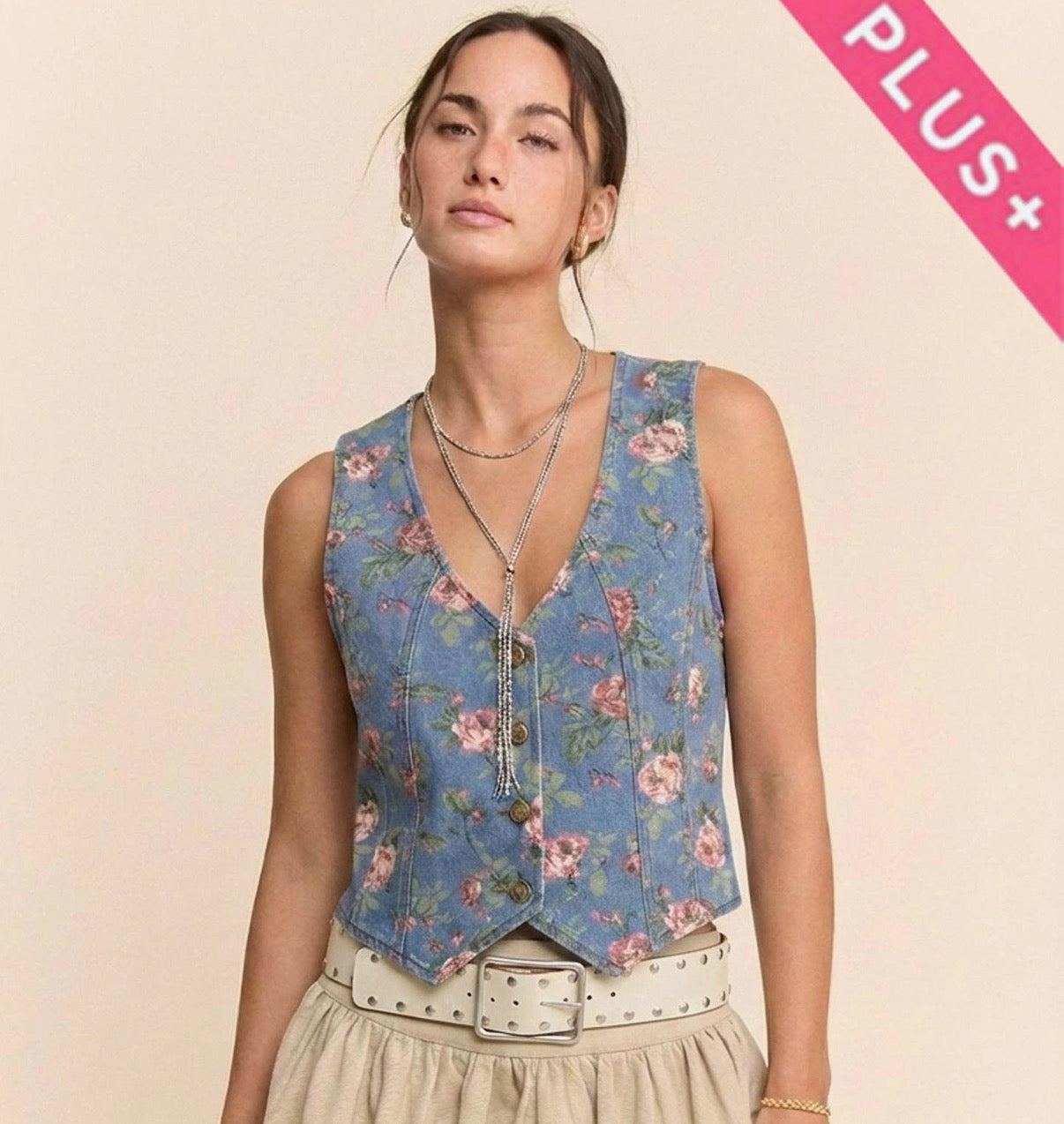 Plus Denim Vest