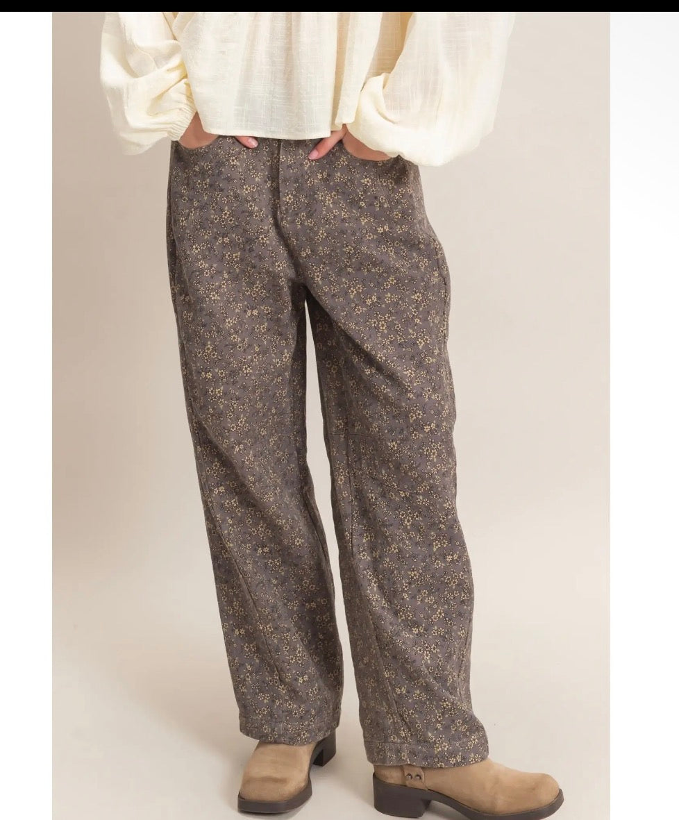 Floral Barrel Pants