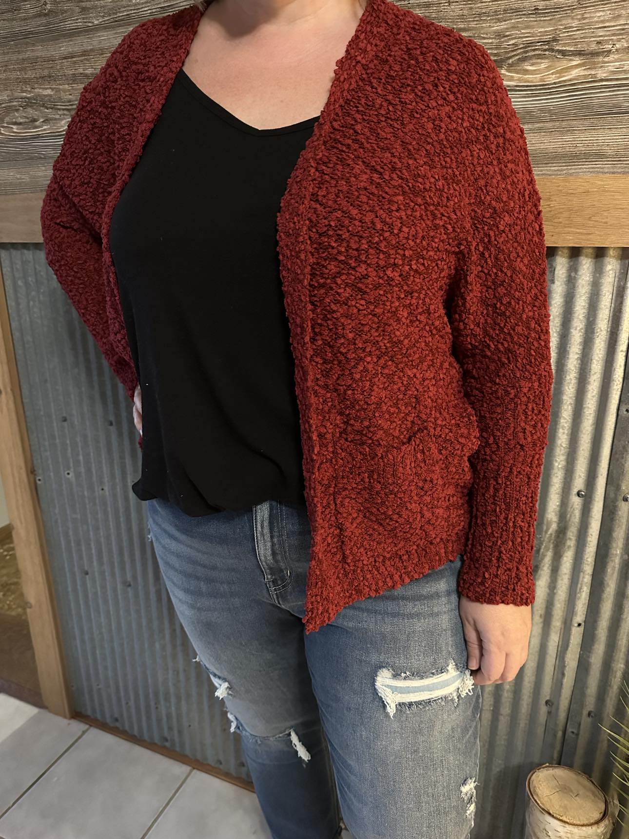Plus Size Popcorn Cardigan