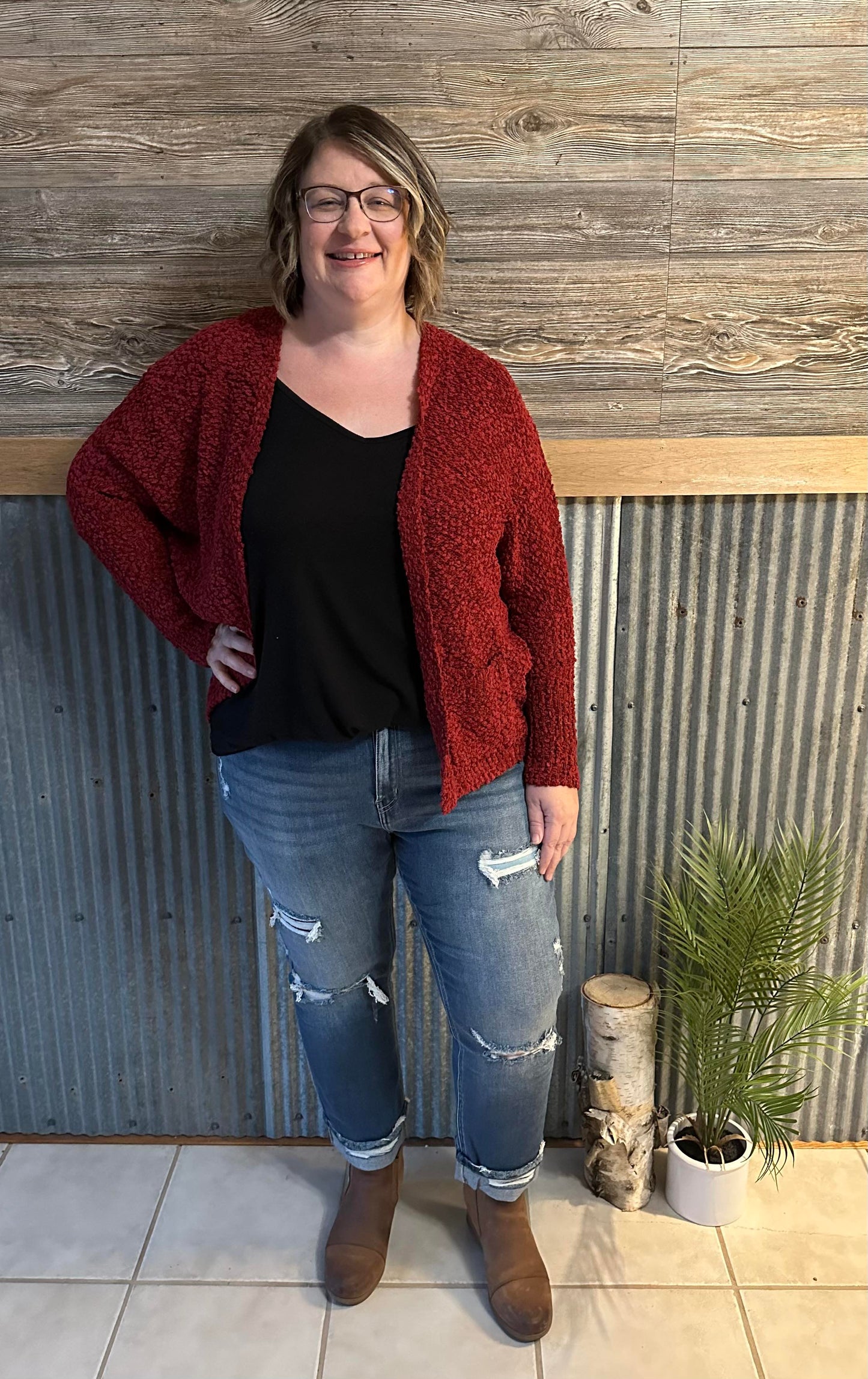 Plus Size Popcorn Cardigan