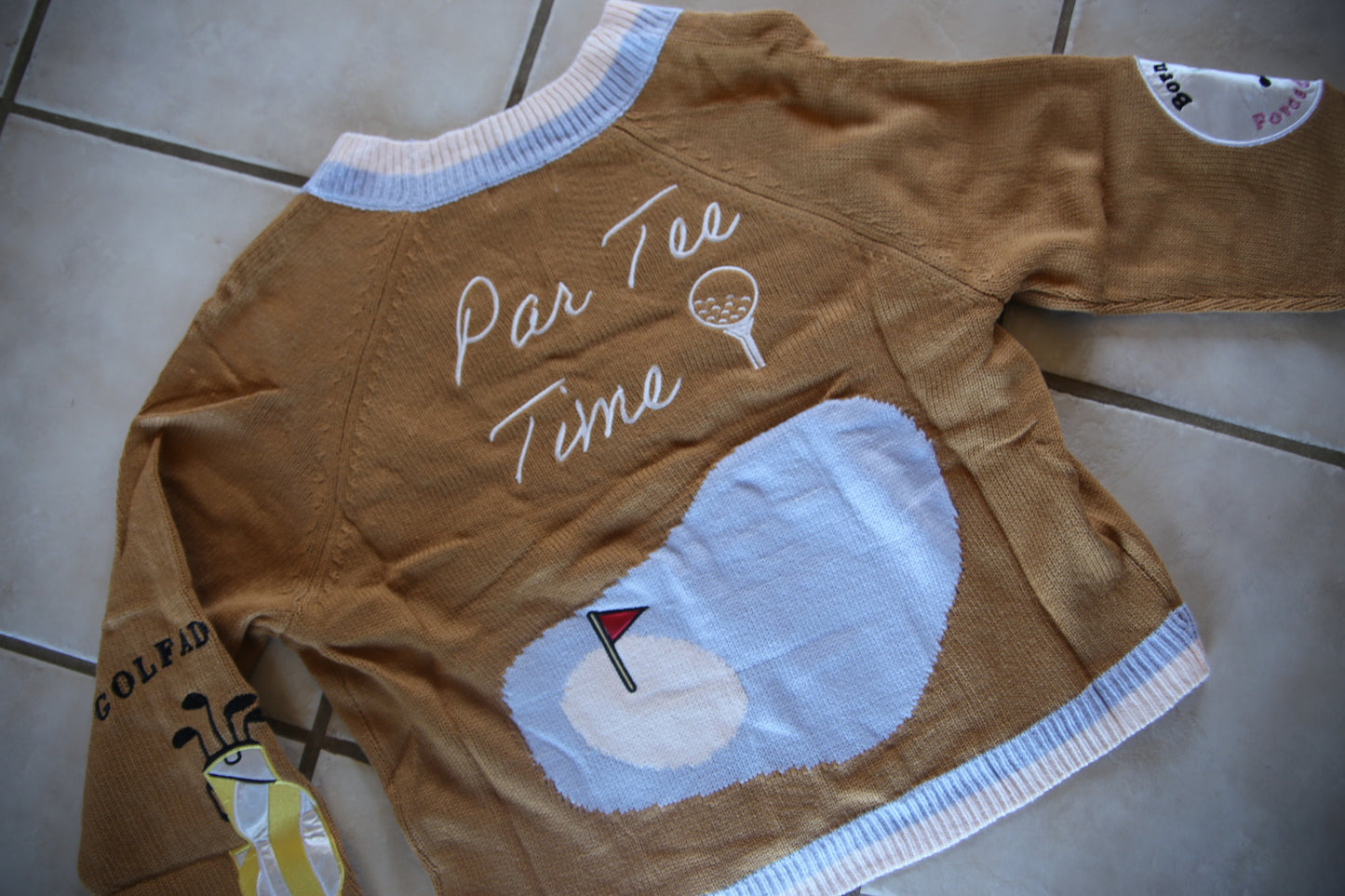 Embroidered Golf Cardigan
