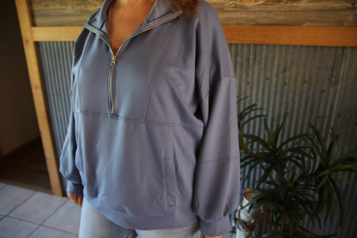 Plus Oversized Half Zip