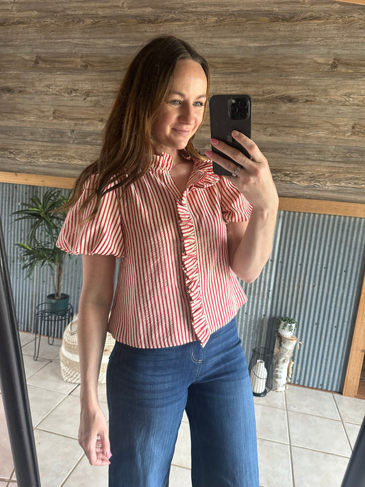 Easy Stripped Ruffle Top