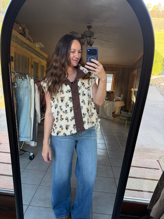Floral Corduroy Vest
