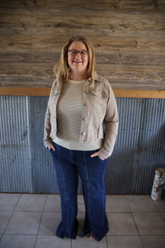 Plus Taupe Denim Jacket