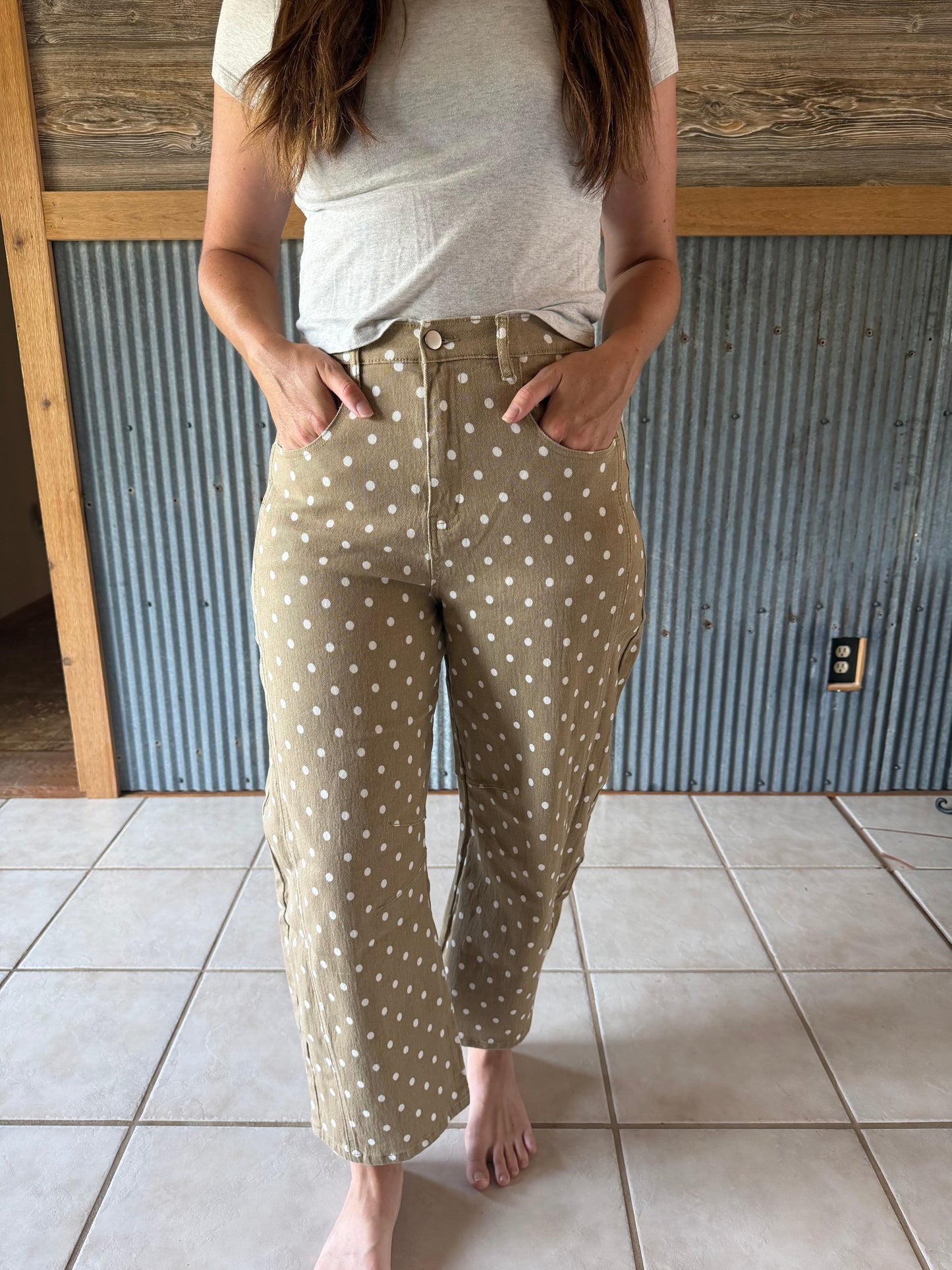 Polka Dot Barrel Pants
