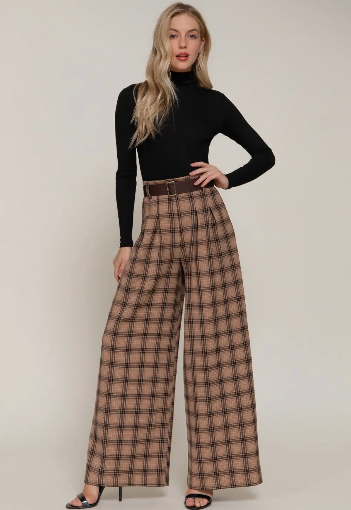 Pleated Plaid Pants