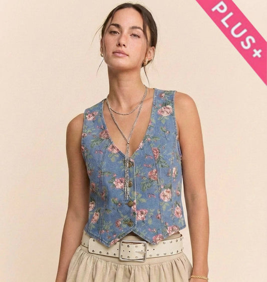 Plus Denim Vest