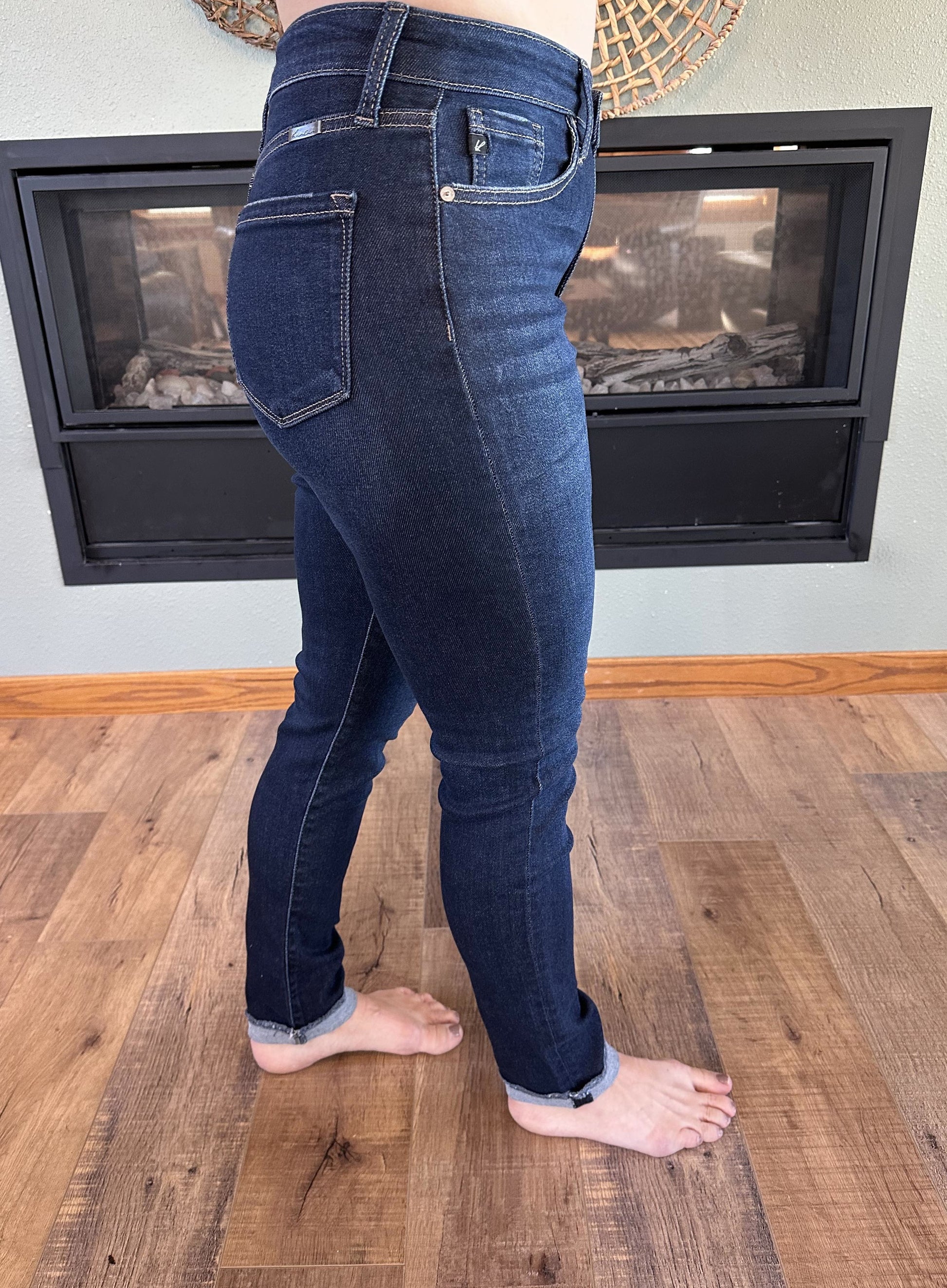 cigarette leg jeans Jovi Essentials High Rise Dark Wash / 24 Features a 5 pocket style KanCan High-Rise Cigarette Leg Jeans-