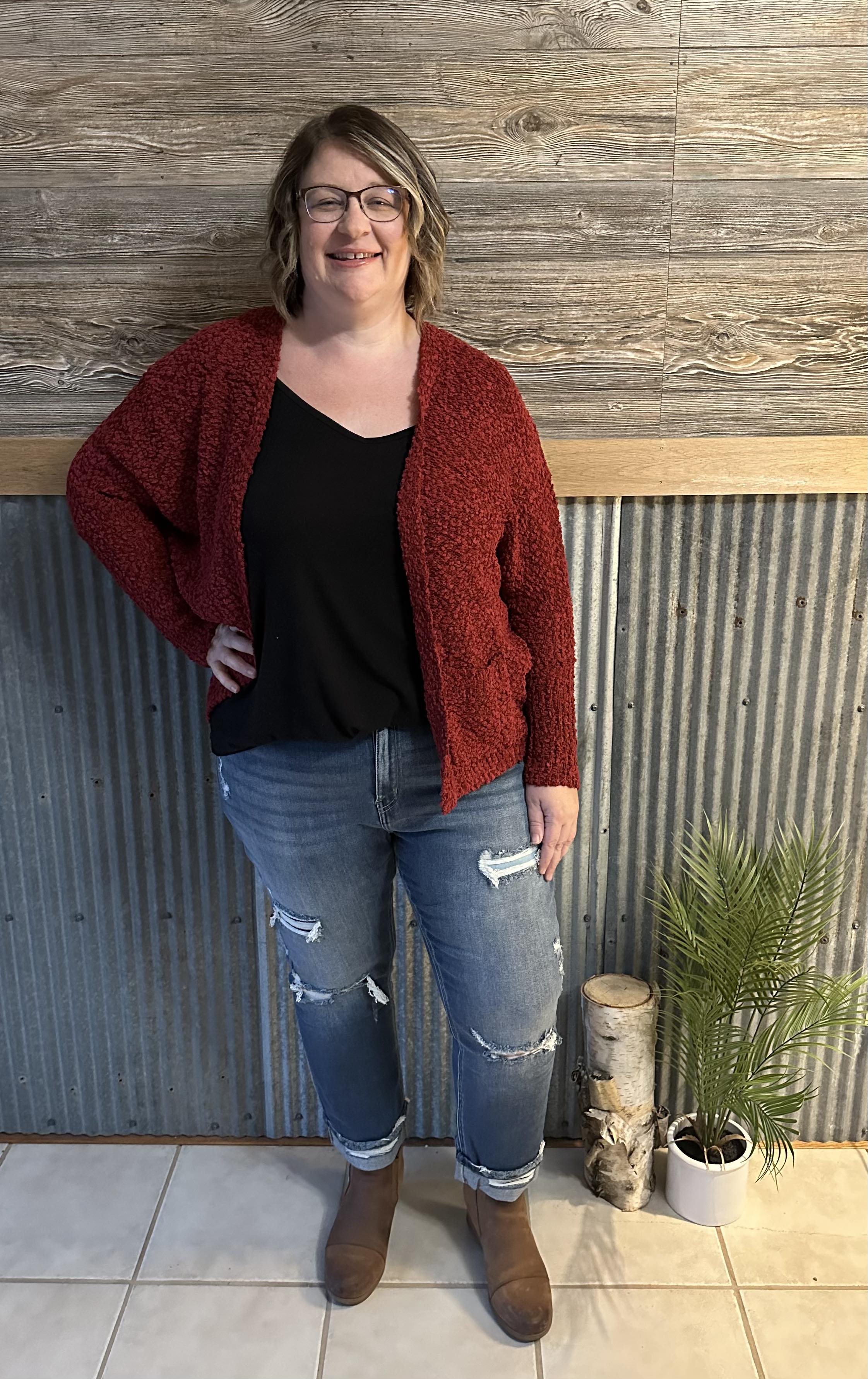 Plus Size Popcorn Cardigan 1X 2X